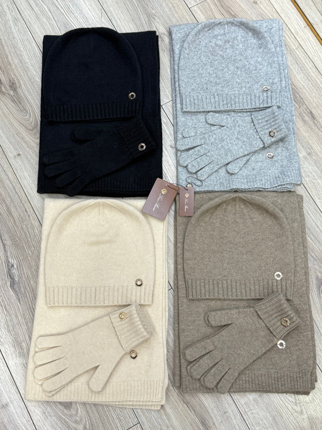Loro Piana Men's And Women's Winter Fashion Casual Solid-Color Hat. Scarf. and Gloves Three Piece Set Accessories #78643