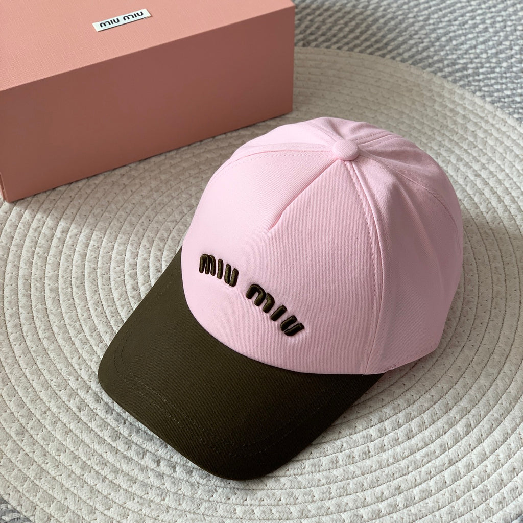 MiuMiu Men's and Women's Colorblocking Embroidered Lettered Duck Hat Cap #76282