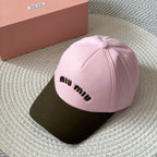 MiuMiu Men's and Women's Colorblocking Embroidered Lettered Duck Hat Cap #76282