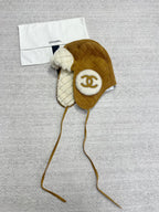 Chanel Men's and Women's Autumn and Winter Solid Color Sheep Leather Padded Cap Ears Hat #74597