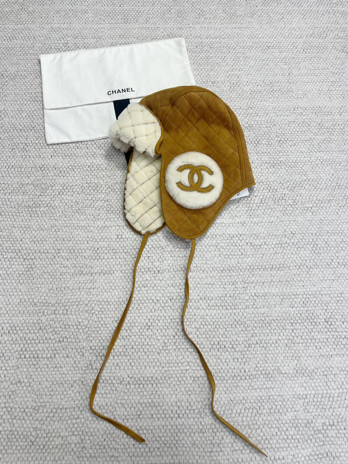 Chanel Men's and Women's Autumn and Winter Solid Color Sheep Leather Padded Cap Ears Hat #74597