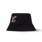 Louis Vuitton Men's And Women's Colorful Letters Embroidered Printed Cotton Reversible Fisherman's Hat Cap #75642