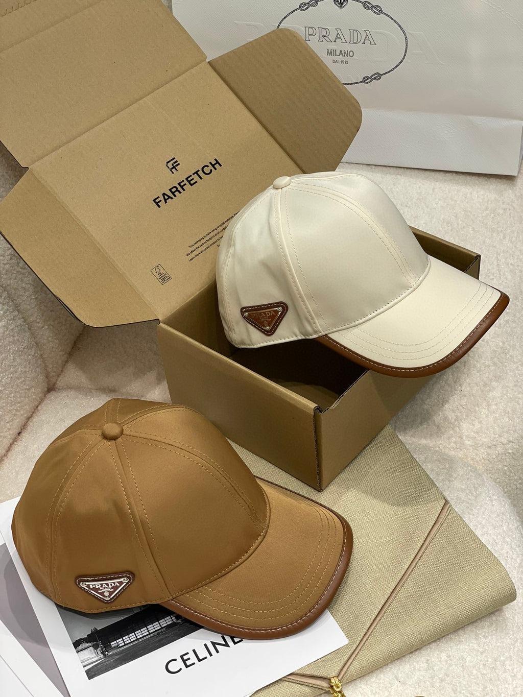Prada Men's Metal Triangle Label Logo Solid Color Nylon Patchwork Leather Baseball Cap Hat #75923