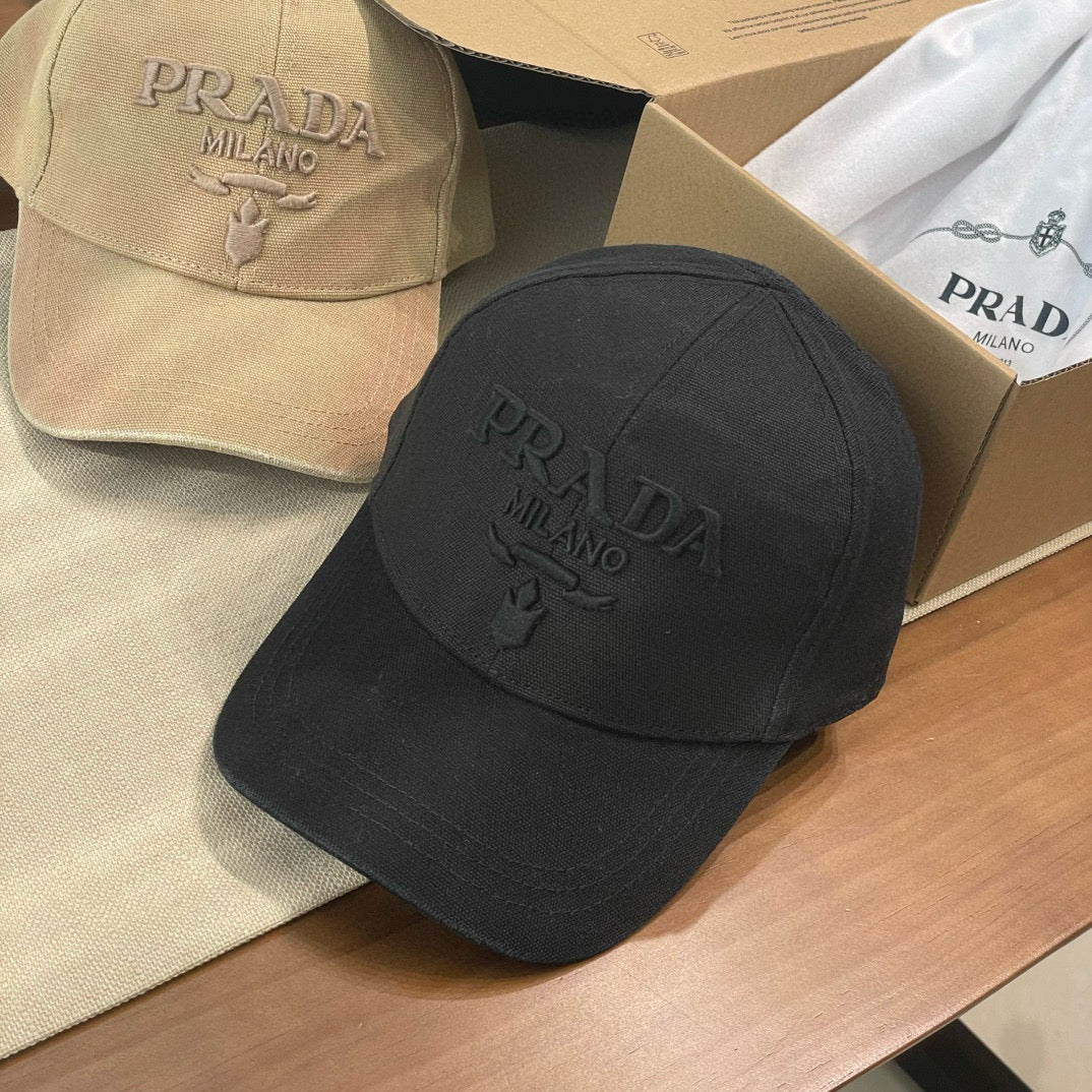Prada Men's Women's Spring And Summer Solid Colour Logo Embroidery Baseball Cap Fashion High Street Casual Hundred Hat #76671