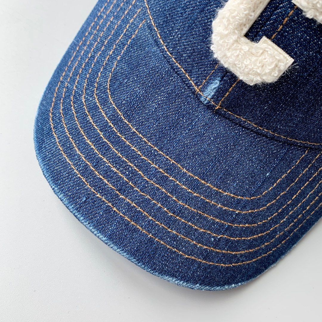 Celine Men Women Fashion Vintage Cowboy Letter Embroidery Baseball Cap Blue Casual Duck Hat #75545