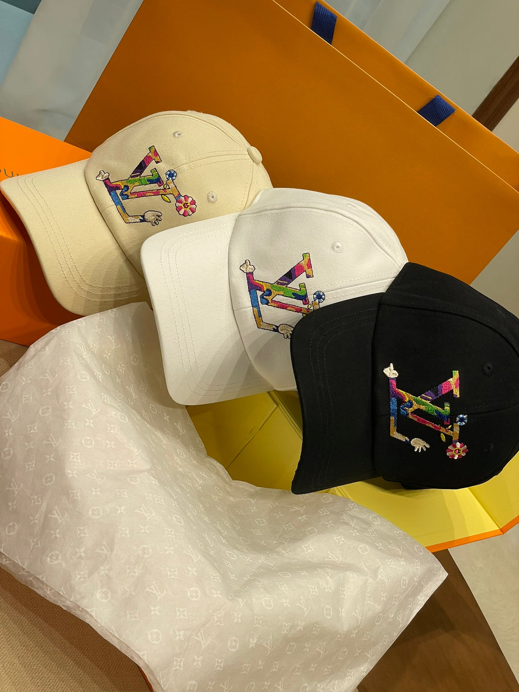 Louis Vuitton Men's and Women's Colorful Embroidered Logo Printed Solid Color Duck Tongue Cap Hat #75641