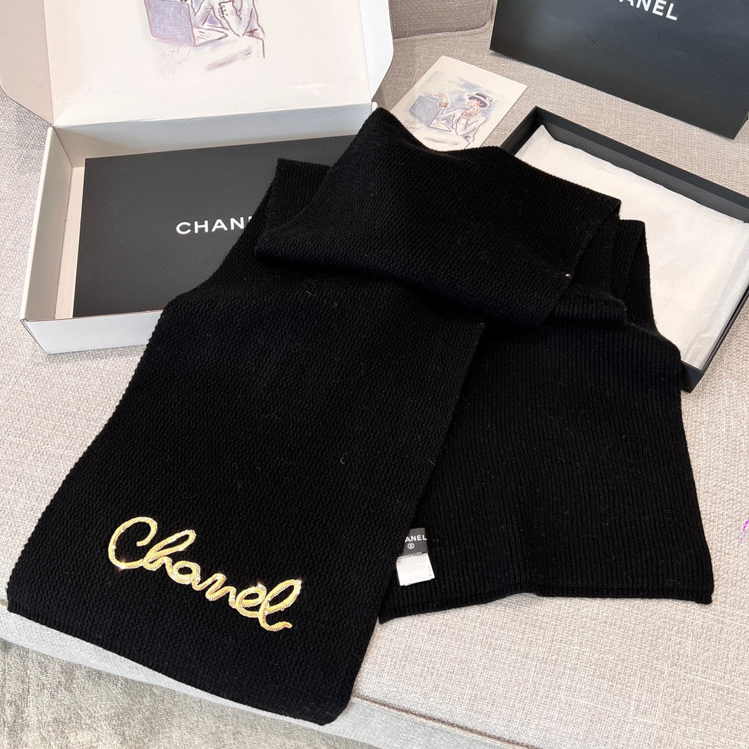 Chanel Cashmere Knit Hat Gloves Scarf #96642