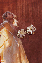 Andrea Clear Flower Earrings Gold