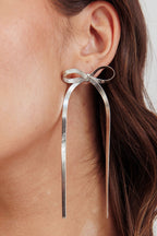 Macy Herringbone Bow Earrings Silver