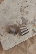 Parker Ridged Geometric Earrings Dark Silver