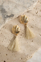 Alora Shell Tassel Earrings Gold/Ivory