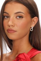 Memories Diamante Link Stud Earrings Gold