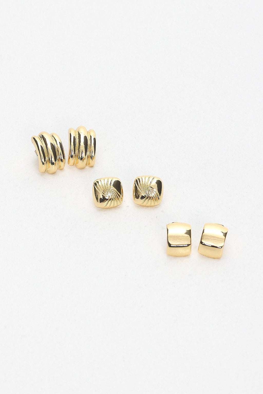 Irma Geometric Stud Earrings Set Gold