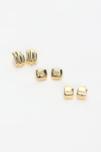Irma Geometric Stud Earrings Set Gold