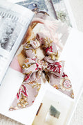 Bow Scrunchie Vintage Floral Purple