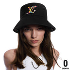 Louis Vuitton Men's And Women's Colorful Letters Embroidered Printed Cotton Reversible Fisherman's Hat Cap #75642