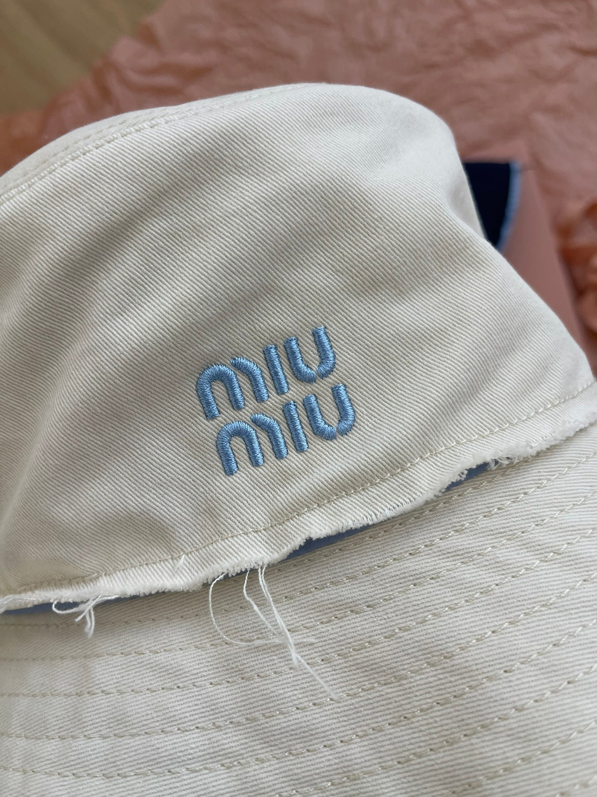 MiuMiu Men's And Women's Spring/summer Fashion Casual Color Block Logo Embroidered Pattern Canvas Patchwork Design Fisherman's Hat Hat Accessories #79399