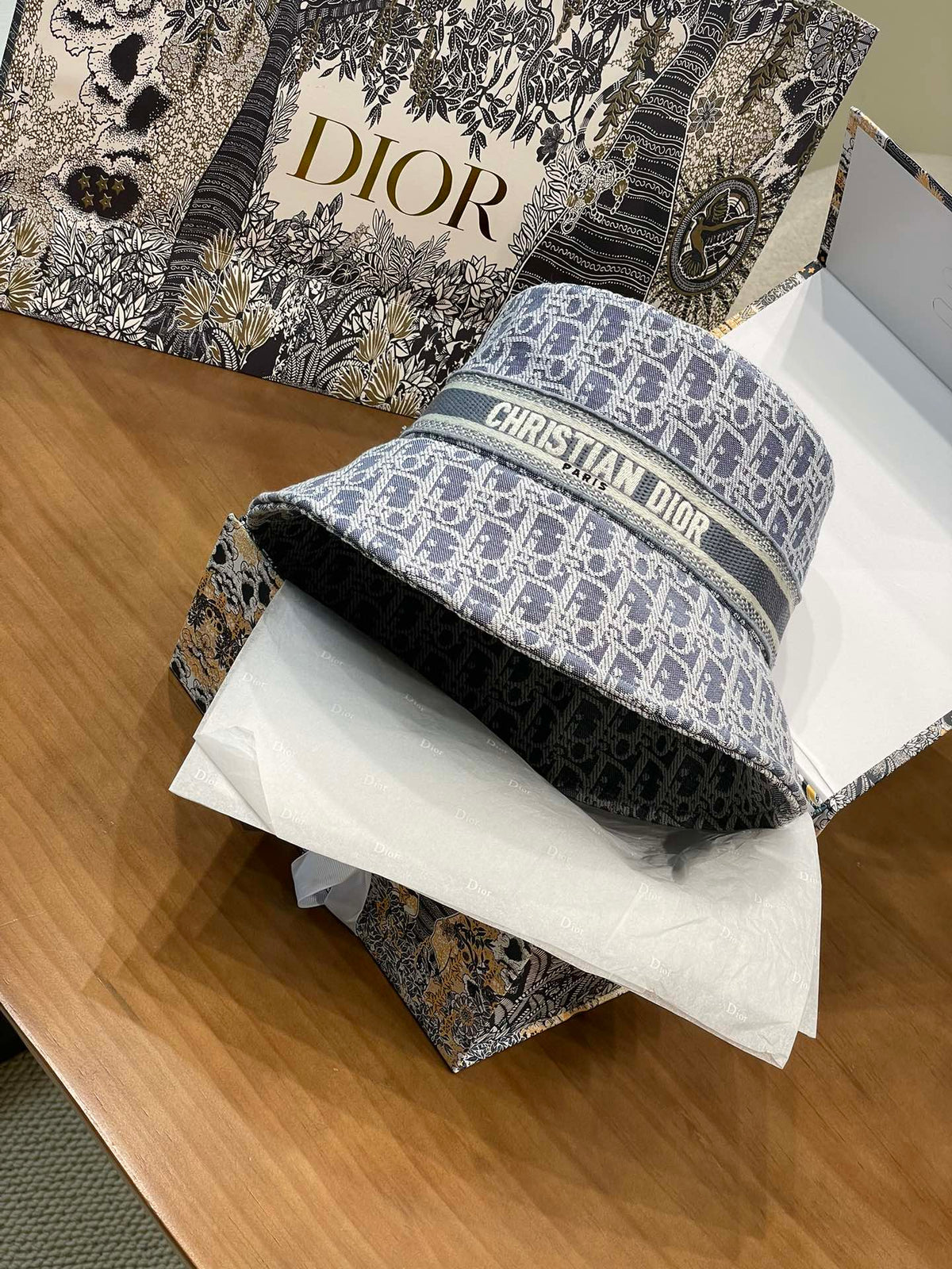 Dior D-Bobby Women's Monogrammed Printed Fisherman's Hat Narrow Brim Bucket Hat Cap #76669