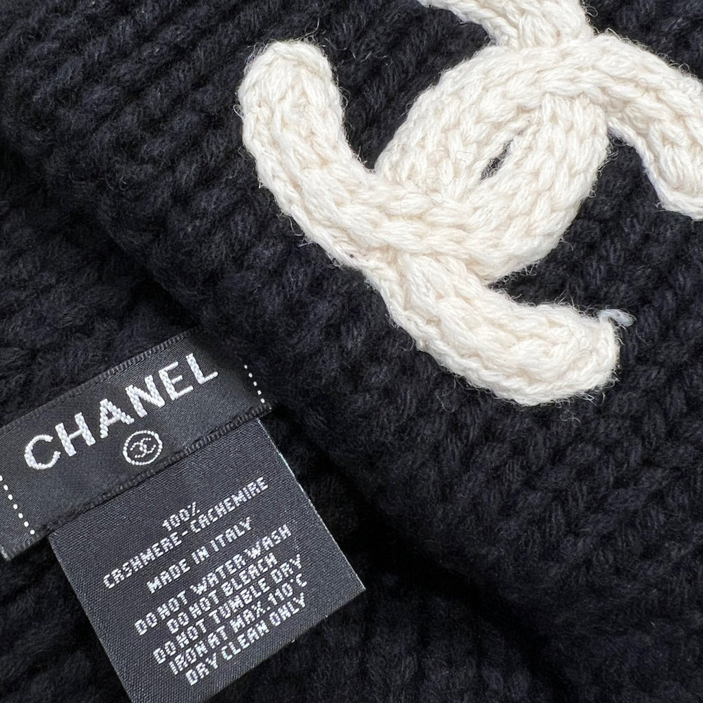 Chanel Knitted Cashmere Scarf Hat #96643