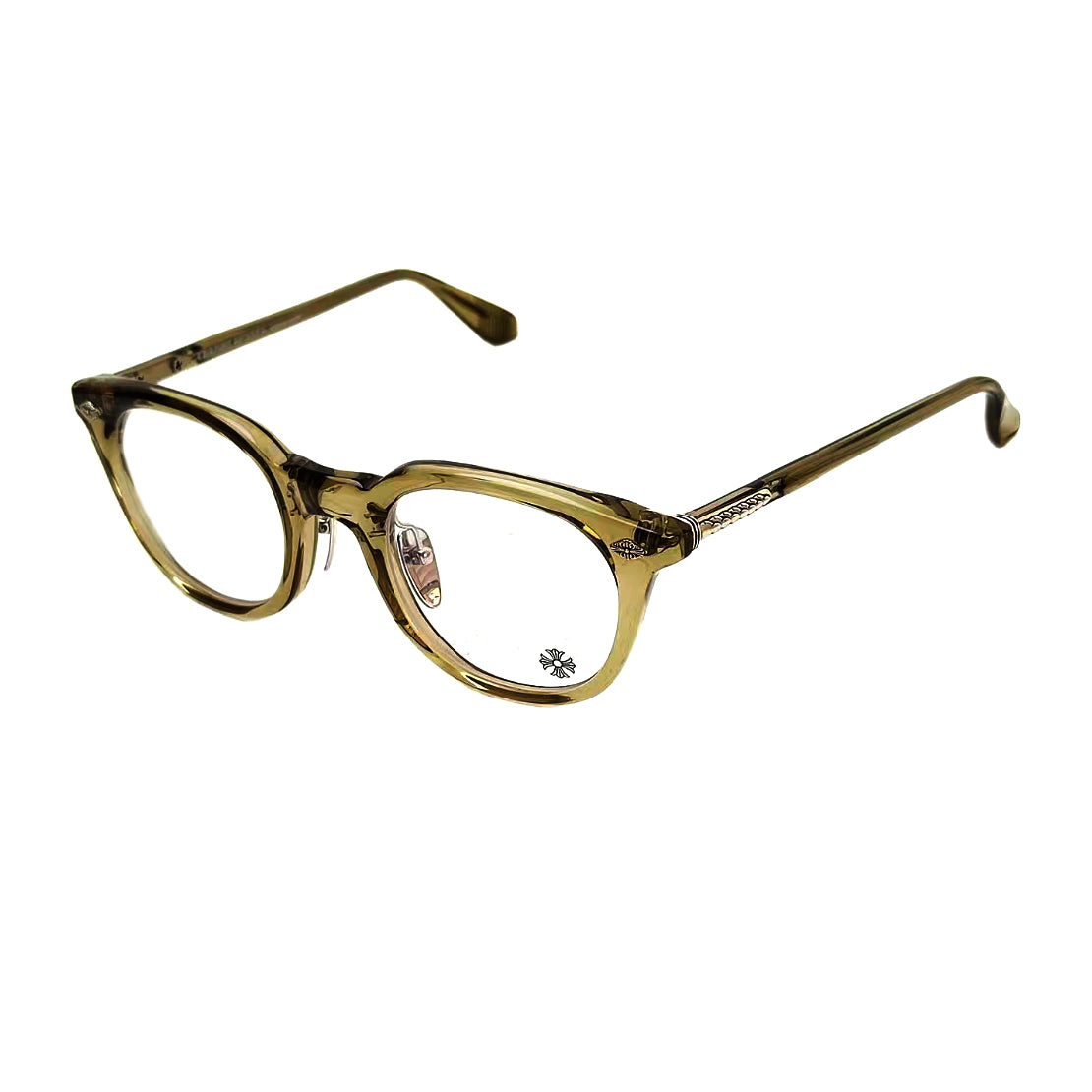 Chrome Hearts Men's and Women's Fashion Forward Round Frame Glasses With Cross Hatch Engraving Blue Light Protection And Plano Lenses Eyewear Sunglassas Accessories #78944