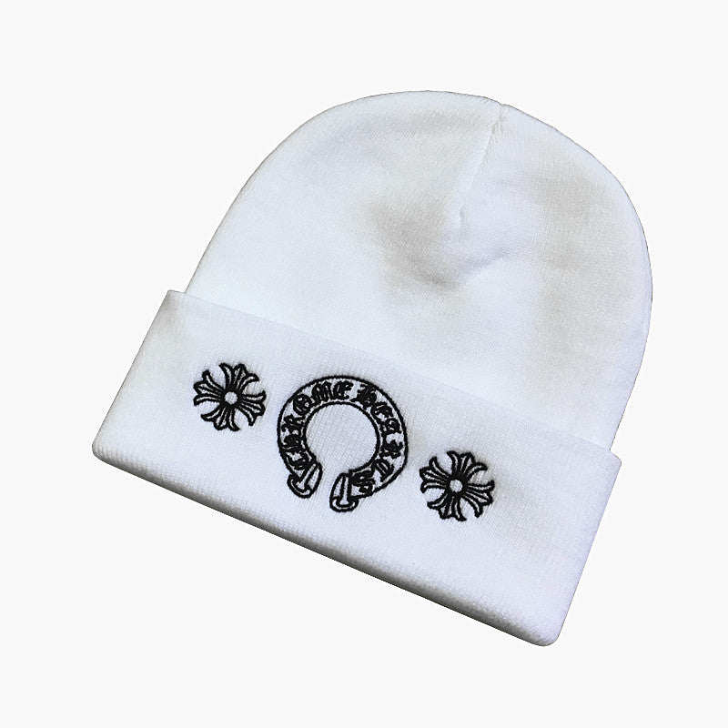Chrome Hearts Men's and Women's Cross Stitch Letter Print Solid Color Knitted Cotton Hat Cap (Please contact customer service to select colors when purchasing) #77864