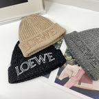 Loewe Men's and Women's Logo Letter Embroidered Ribbed Knit Fleece Cap Hat #97697