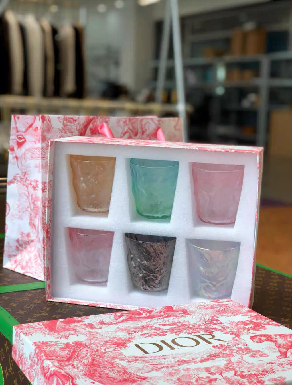 Iridescent Crystal Tumbler Glass Set 6 Pieces