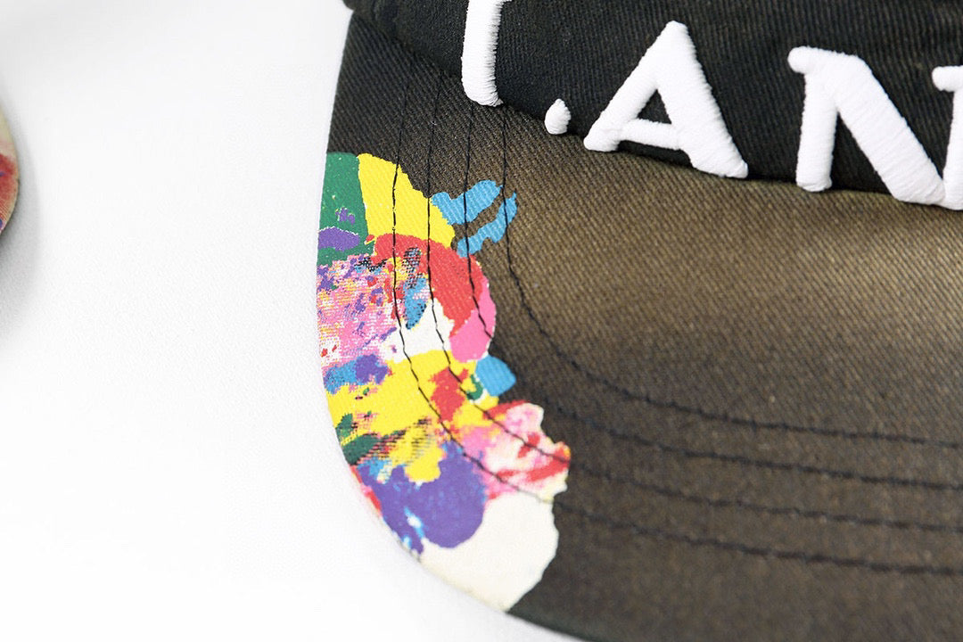 Lanvin Green Graffiti Denim Duck Hat Cap #96561