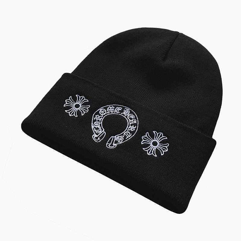Chrome Hearts Men's and Women's Cross Stitch Letter Print Solid Color Knitted Cotton Hat Cap (Please contact customer service to select colors when purchasing) #77864