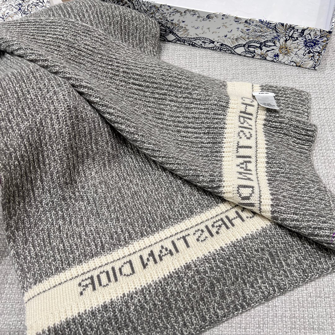 Dior WHITE Knitted Hat Scarf Two-Piece Set #21981