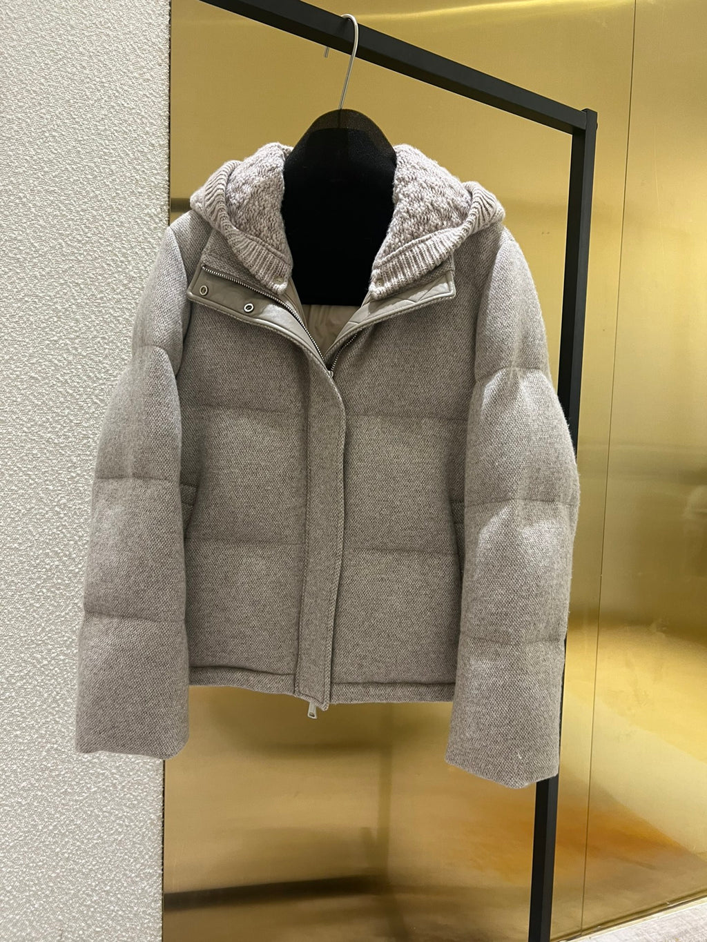 Loro Piana Women's Autumn And Winter Wool Cashmere Goose Down Jacket Soft And Comfortable Removable Hat Zipper Long Sleeve Hooded Jacket Ngvp #2649