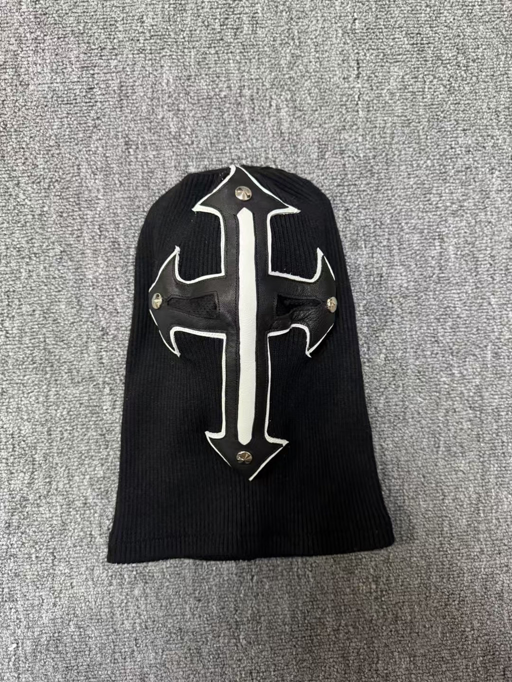 Men's Women's Opium Retro High Street Trend Cross Patchwork Leather Silver Buckle Styling Mask Headgear Cold Hat Ngvp #1915