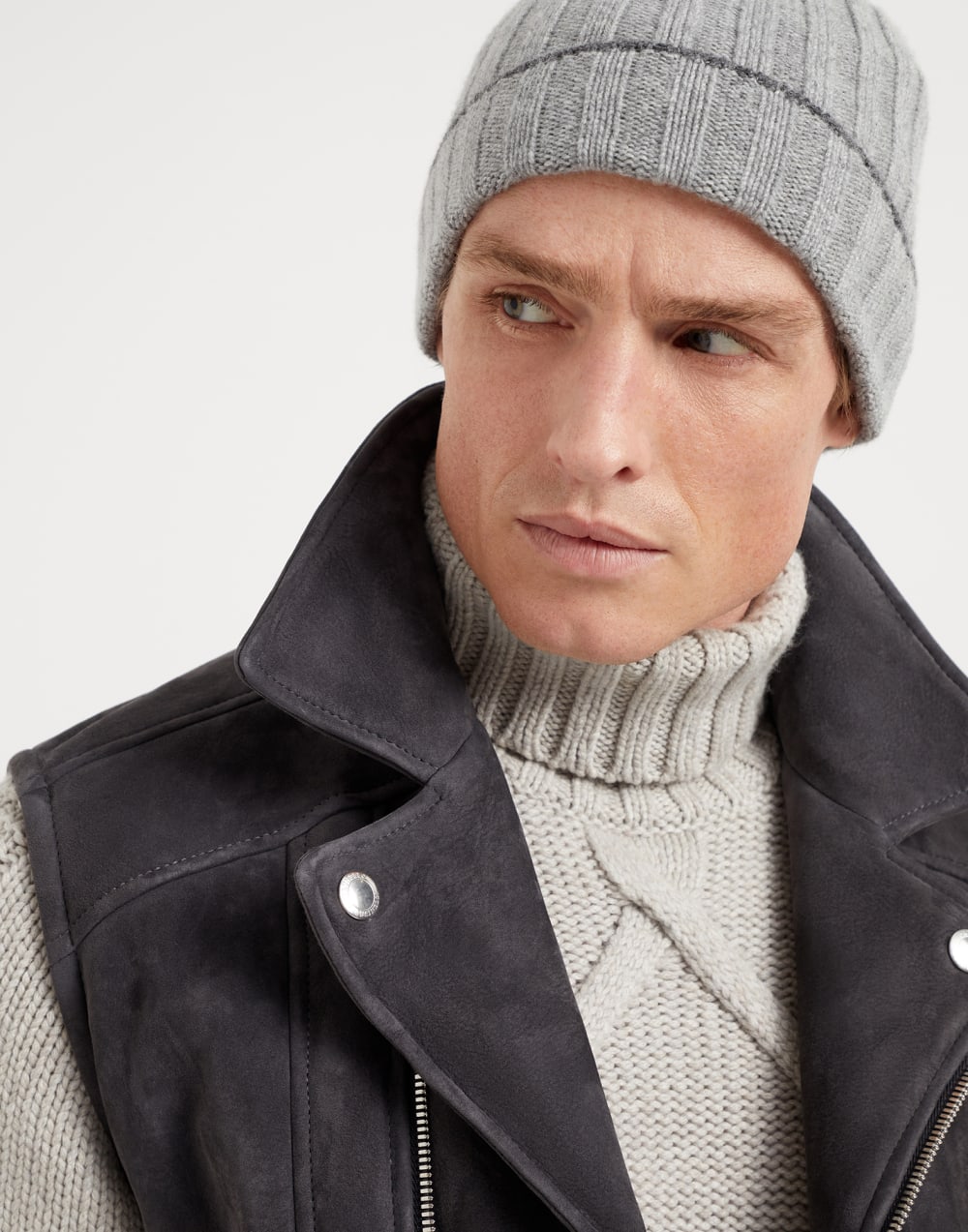Brunello Cucinelli Men's Autumn And Winter Simple Solid Color Cashmere Ribbed Knit Beanie Casual Pullover Hat Ngvp #9484
