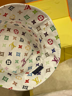 Louis Vuitton Men's And Women's Colorful Letters Embroidered Printed Cotton Reversible Fisherman's Hat Cap #75642