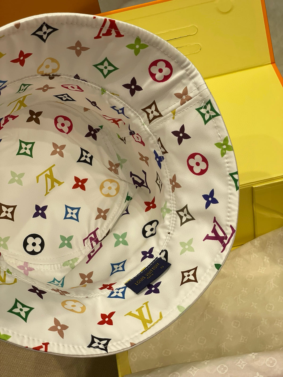 Louis Vuitton Men's And Women's Colorful Letters Embroidered Printed Cotton Reversible Fisherman's Hat Cap #75642