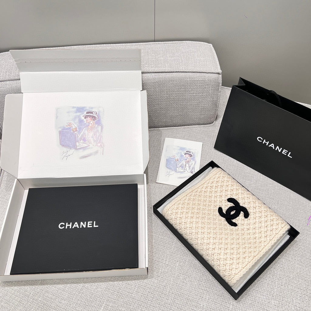 Chanel Knitted Cashmere Scarf Hat #96643