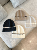 Brunello Cucinelli Women's Fall/Winter Striped Solid Color Cashmere English Rib Knit Beanie With Monili Casual Hat Cap Ngvp #2524