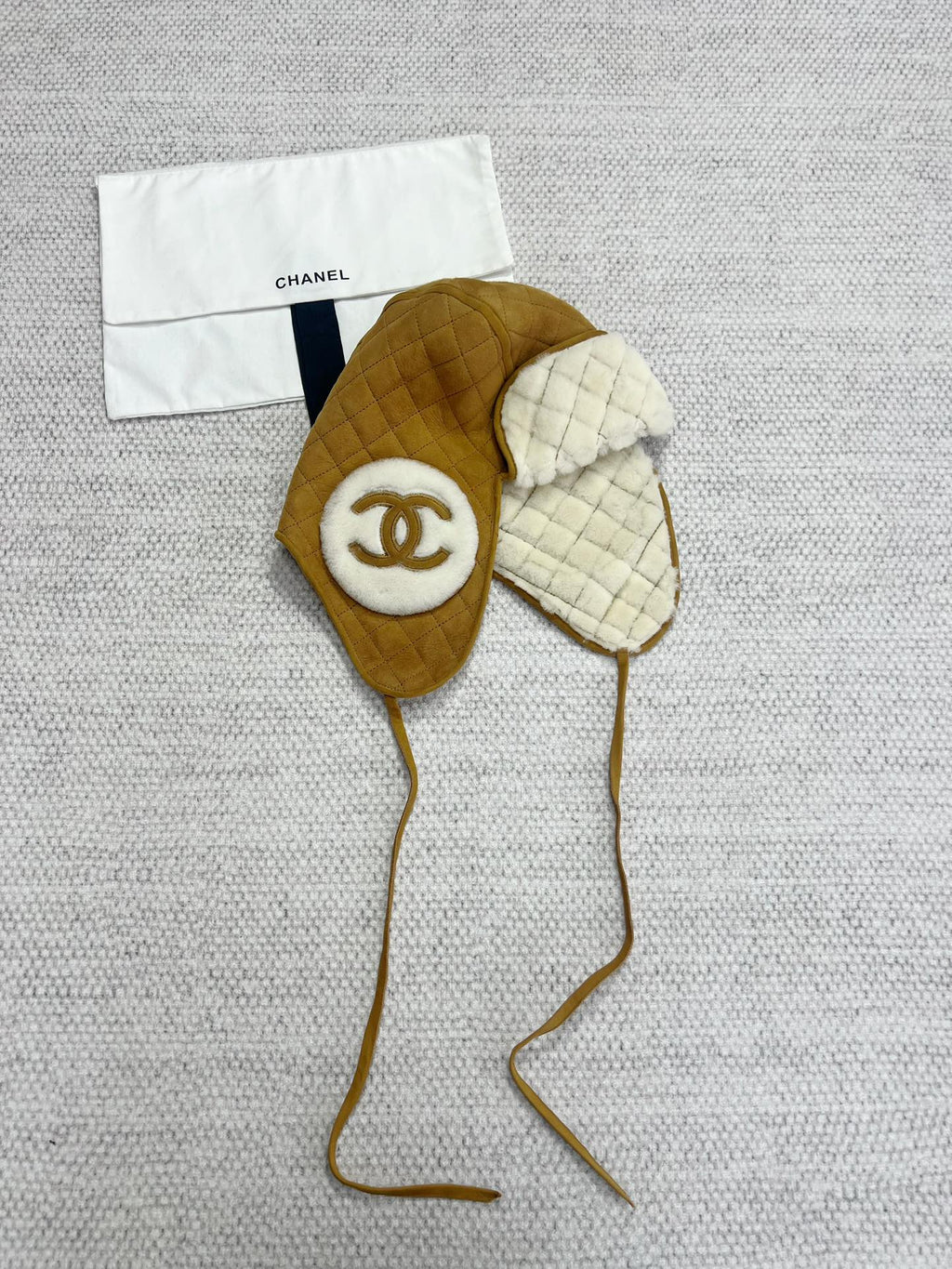 Chanel Men's and Women's Autumn and Winter Solid Color Sheep Leather Padded Cap Ears Hat #74597