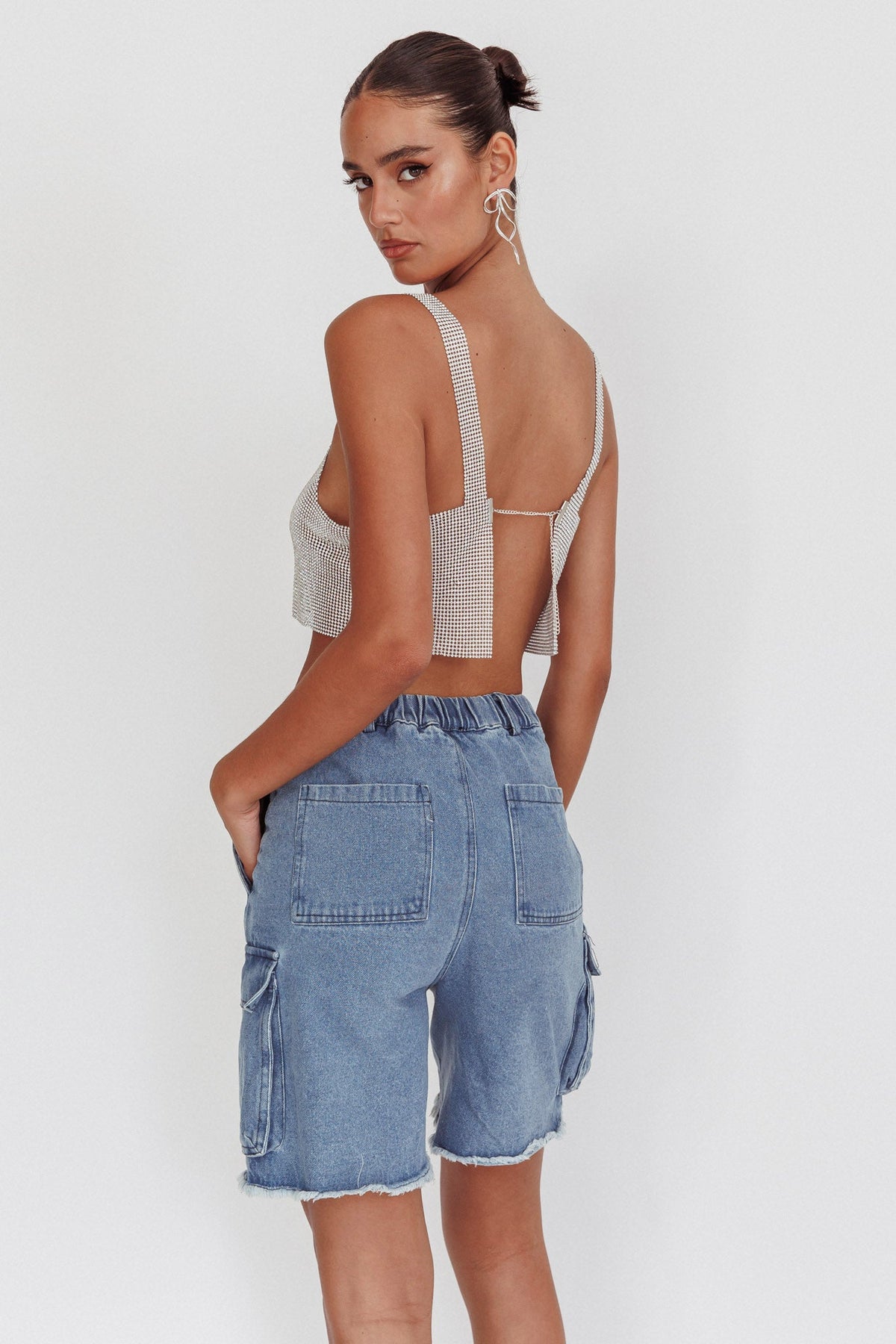 Lumina Diamante Crop Top Silver