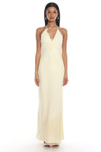 Temperance Lace Halter Maxi Dress Butter