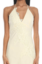 Temperance Lace Halter Maxi Dress Butter