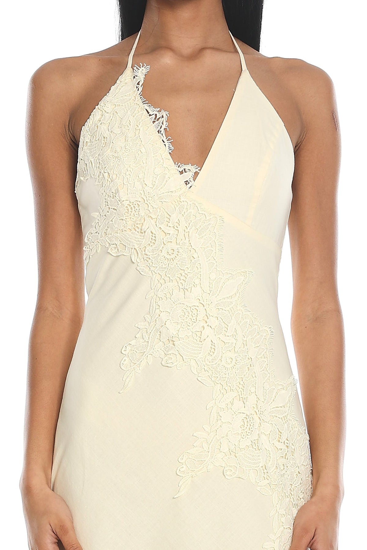Temperance Lace Halter Maxi Dress Butter
