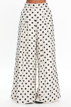 Galentines Wide Leg Pants Polka Dot Ivory
