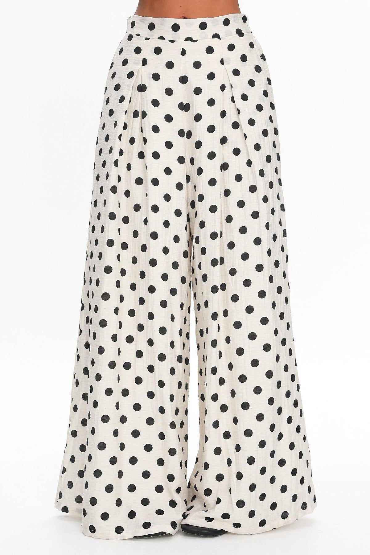 Galentines Wide Leg Pants Polka Dot Ivory