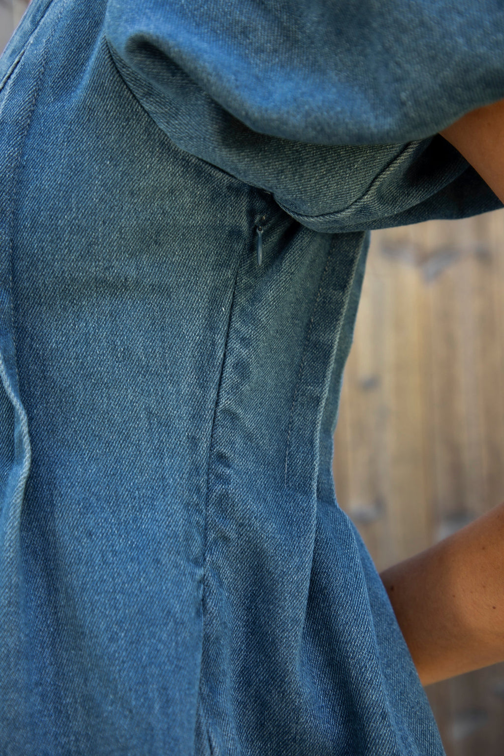 DELANEY Soft Denim Puff Sleeve Denim Romper [Pre-order]