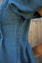 DELANEY Soft Denim Puff Sleeve Denim Romper [Pre-order]
