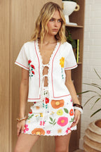 Jubilee Tie Front Top Floral White