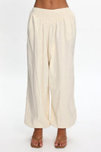 Norina Shirred Waist Pants Cream