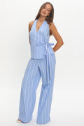Teela Wide Leg Pants Stripe Blue
