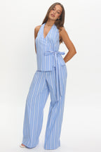 Teela Wide Leg Pants Stripe Blue